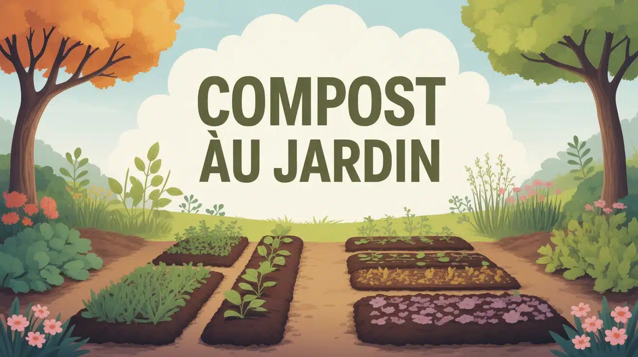 illustration compost au jardin avec sol fertile et vers de terre