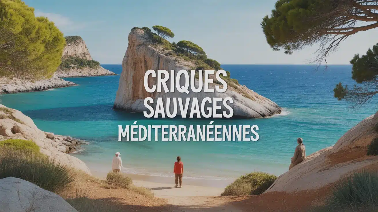 illustration criques sauvages méditerranéennes falaises pins eau turquoise