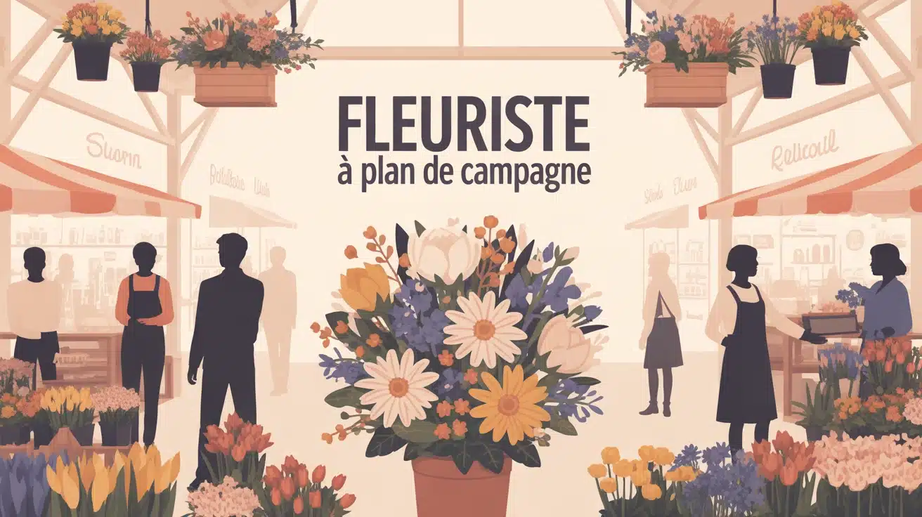 illustration fleuriste à Plan de Campagne bouquet et commerçants