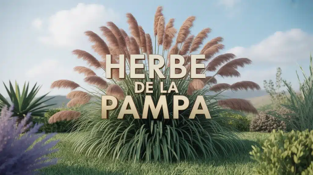 Illustration herbe de la pampa avec plumeaux vaporeux
