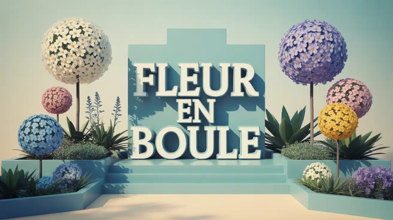 Illustration vectorielle fleurs en boule colorées dans jardin stylisé
