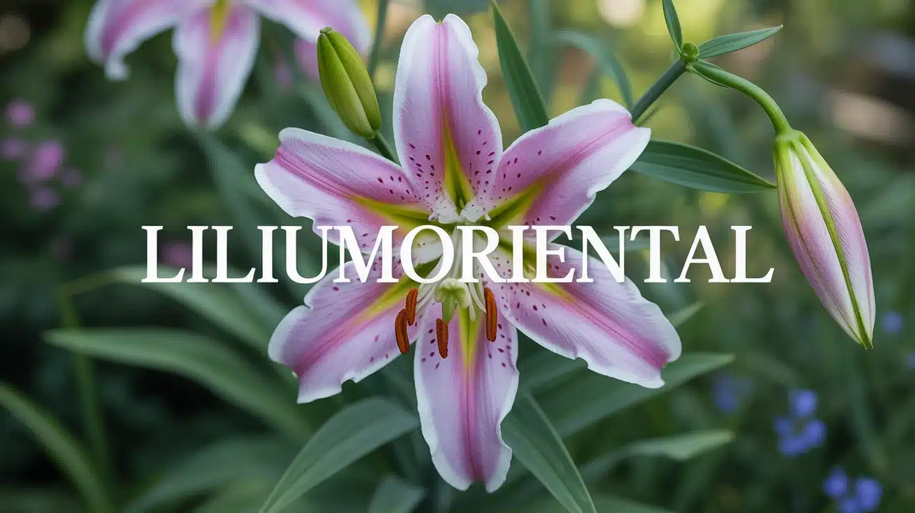 Lilium oriental en fleur dans un jardin estival
