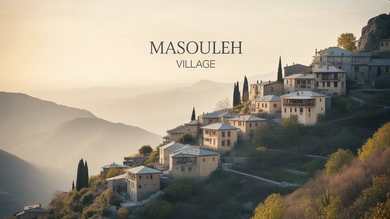 Vue du village Masouleh avec toits servant de rues en terrasses