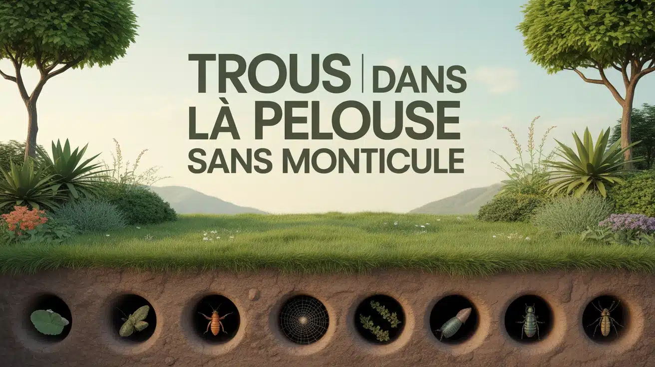 Illustration vectorielle de trous dans la pelouse sans monticule avec galeries souterraines