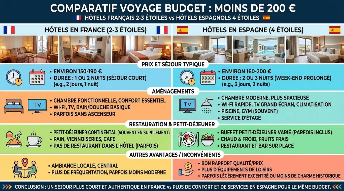 Infographie comparative des séjours tout compris à moins de 200 euros