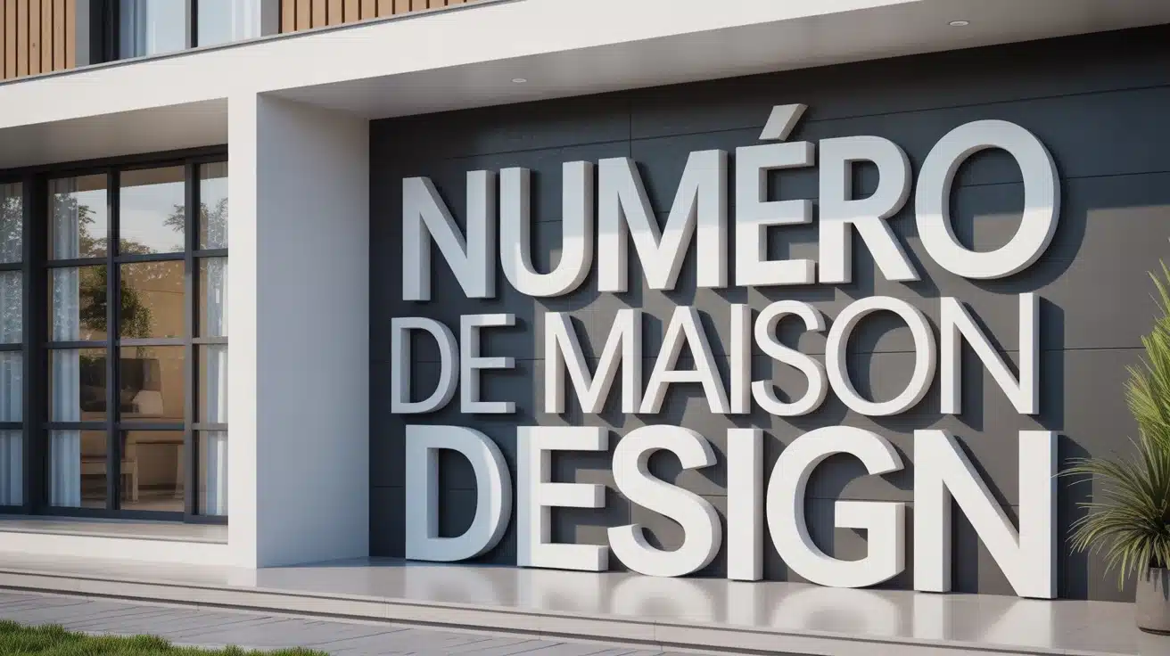 numero de maison design aluminium sur mur moderne