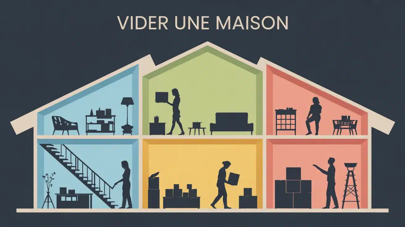 Vider maison : illustration tri et organisation