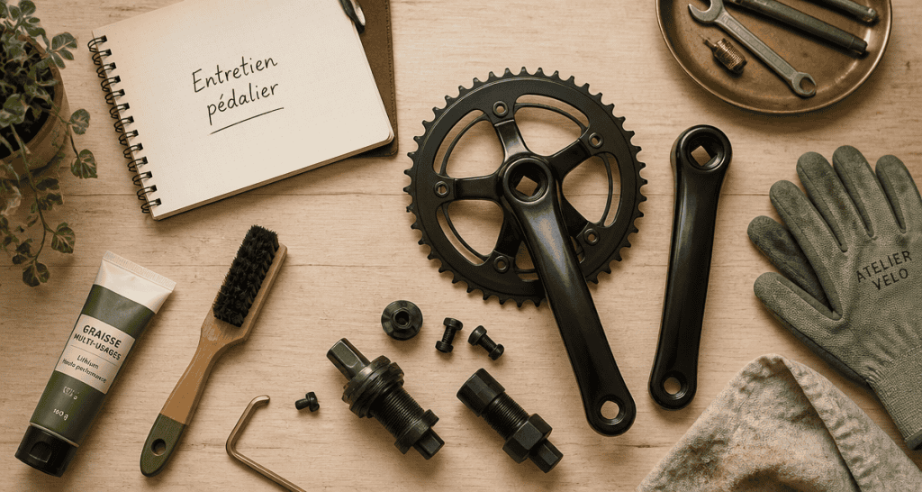 demontage pedalier outils sur etabli