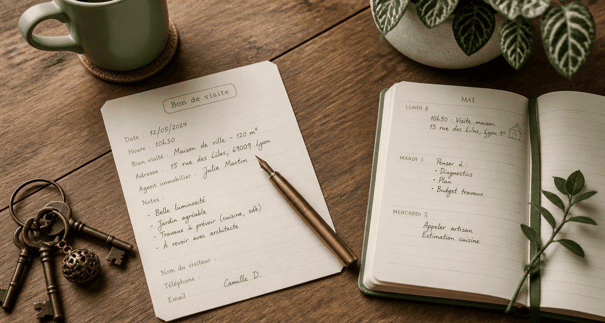 Durée de validité d'un bon de visite agence immobilière, table, clés, agenda