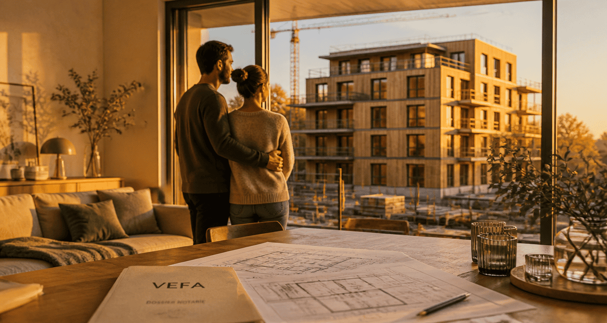 faut il acheter en vefa aujourd'hui, couple devant chantier immobilier