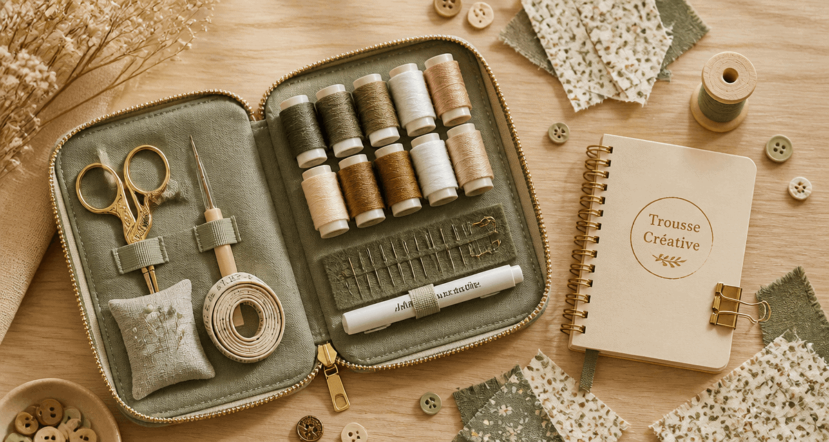 Trousse couture ouverte avec accessoires