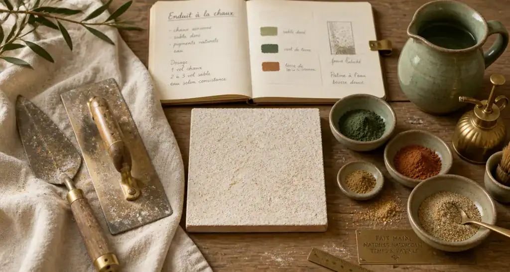 Chaux enduit outils artisan pigments