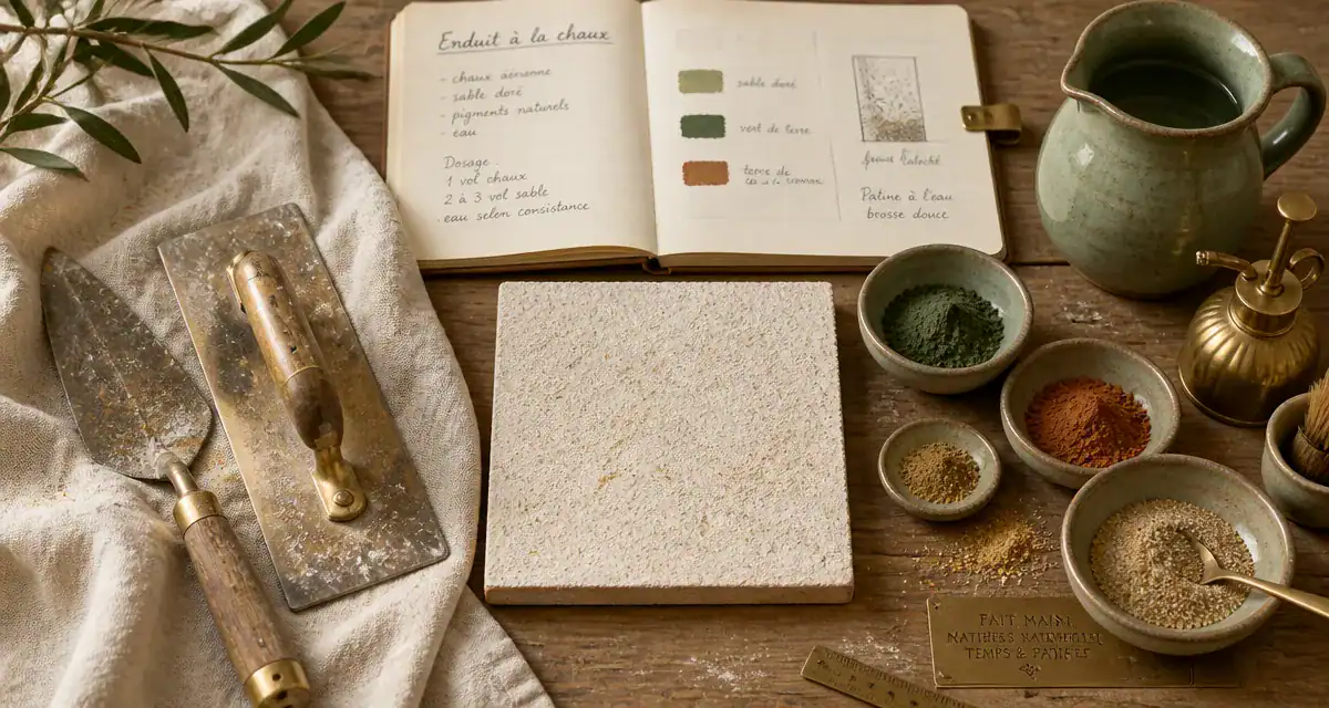 Chaux enduit outils artisan pigments
