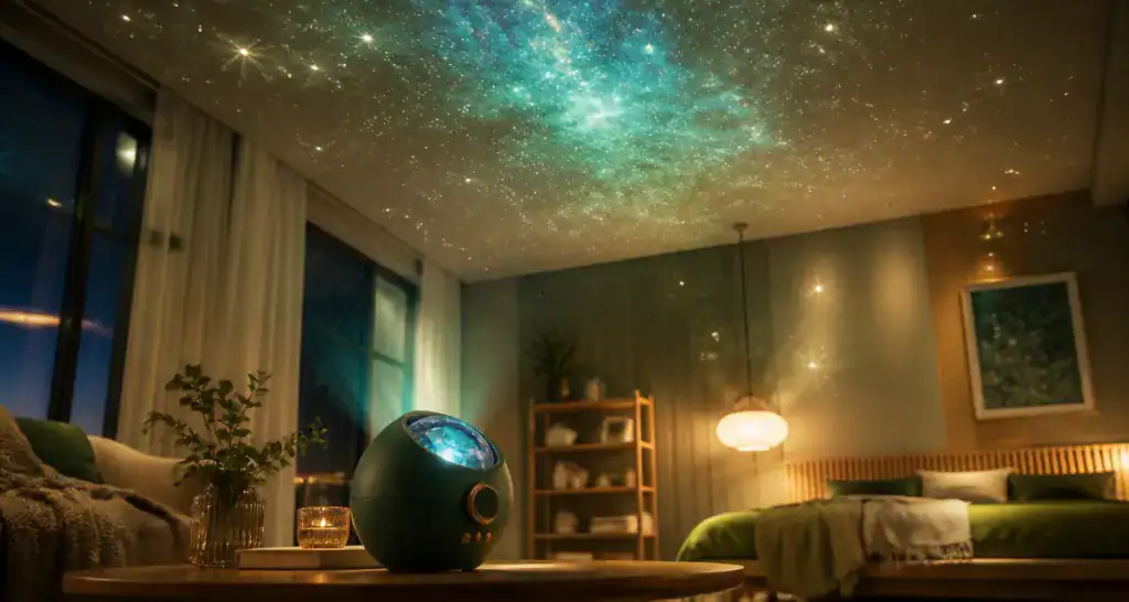 meilleur projecteur ciel étoilé adulte dans chambre moderne ambiance galaxie